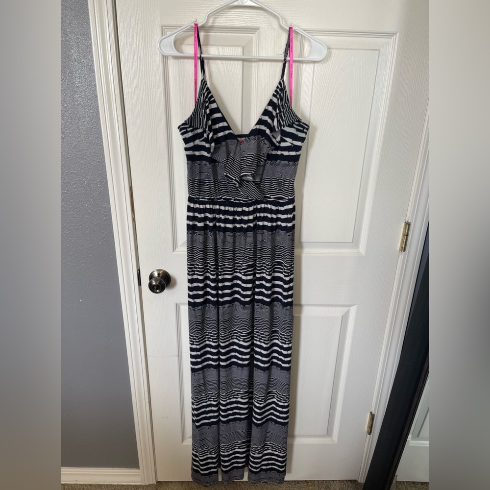 Betsey Johnson spaghetti strap striped maxi dress size 10